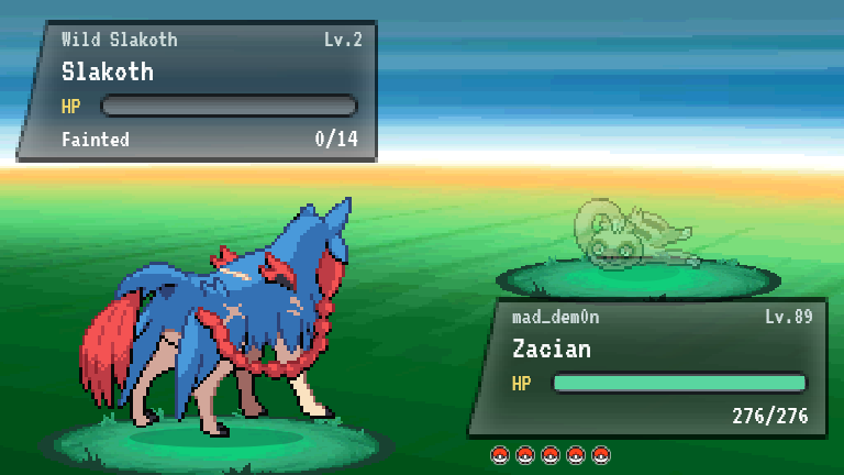 Battle HUD against wild Slakoth